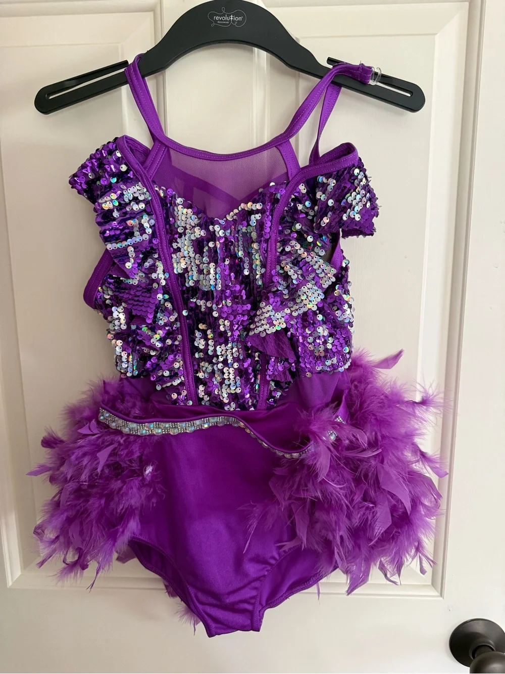 Weissman Purple Sequin & Feather Dance Leotard